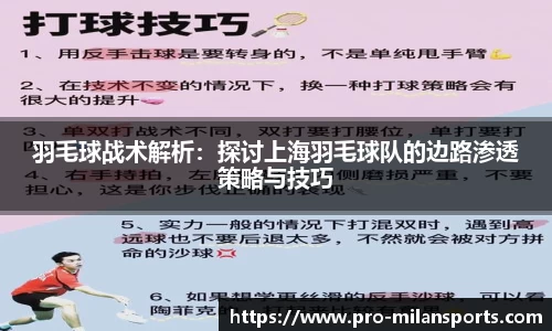 羽毛球战术解析：探讨上海羽毛球队的边路渗透策略与技巧